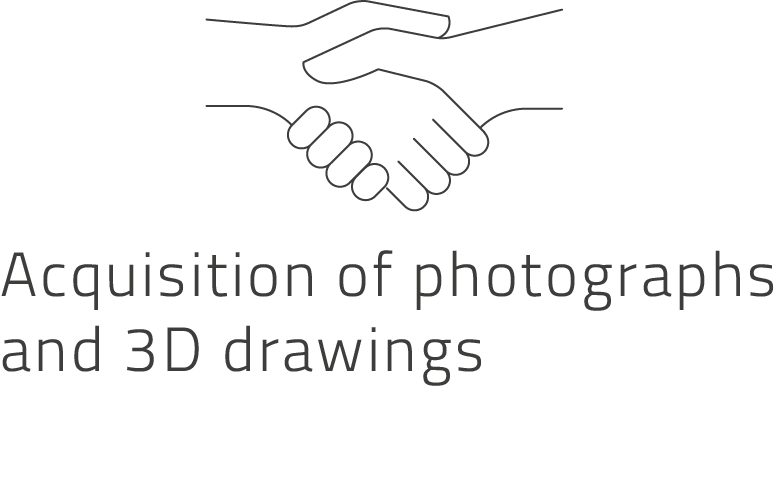 Acquisition of photographs and 3d drawings